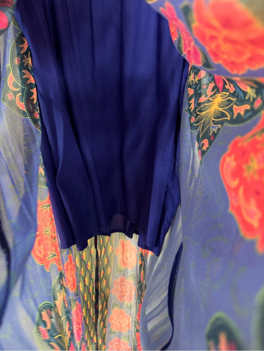 Anthropologie x Farm Rio Blue Floral V-Neck Maxi Dress size M rare - Picture 9 of 13